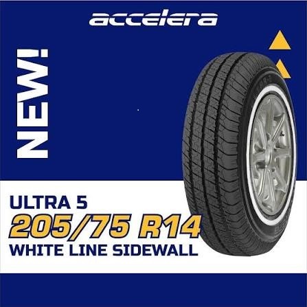 Ban Mobil Tubles ACCELERA ULTRA5 WLW 205 75 R14 Strip Putih buat Mobil Kijang Super Grand Kapsul L30