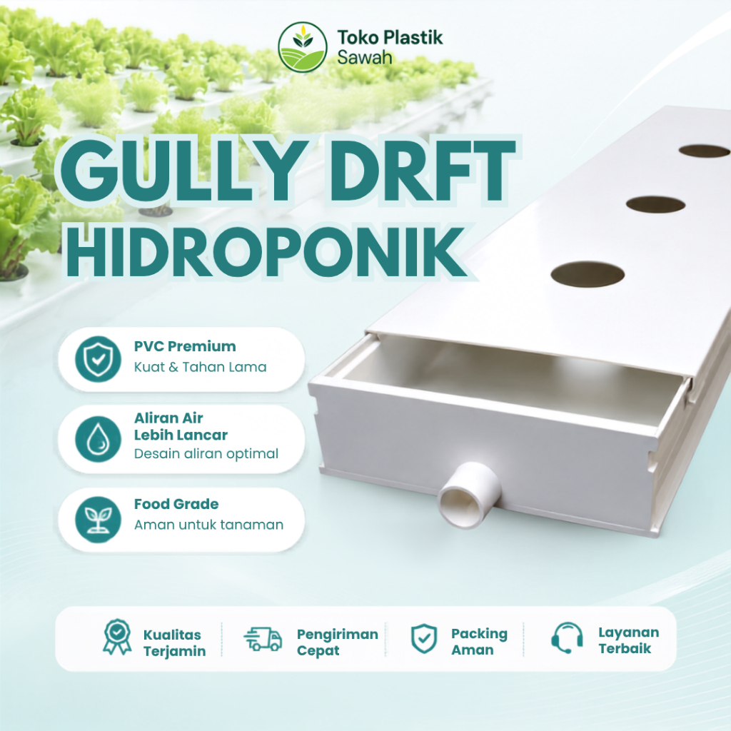 Gully Hidroponik DFT | Talang Air PVC DRFT panjang 4 meter untuk Pertanian Modern