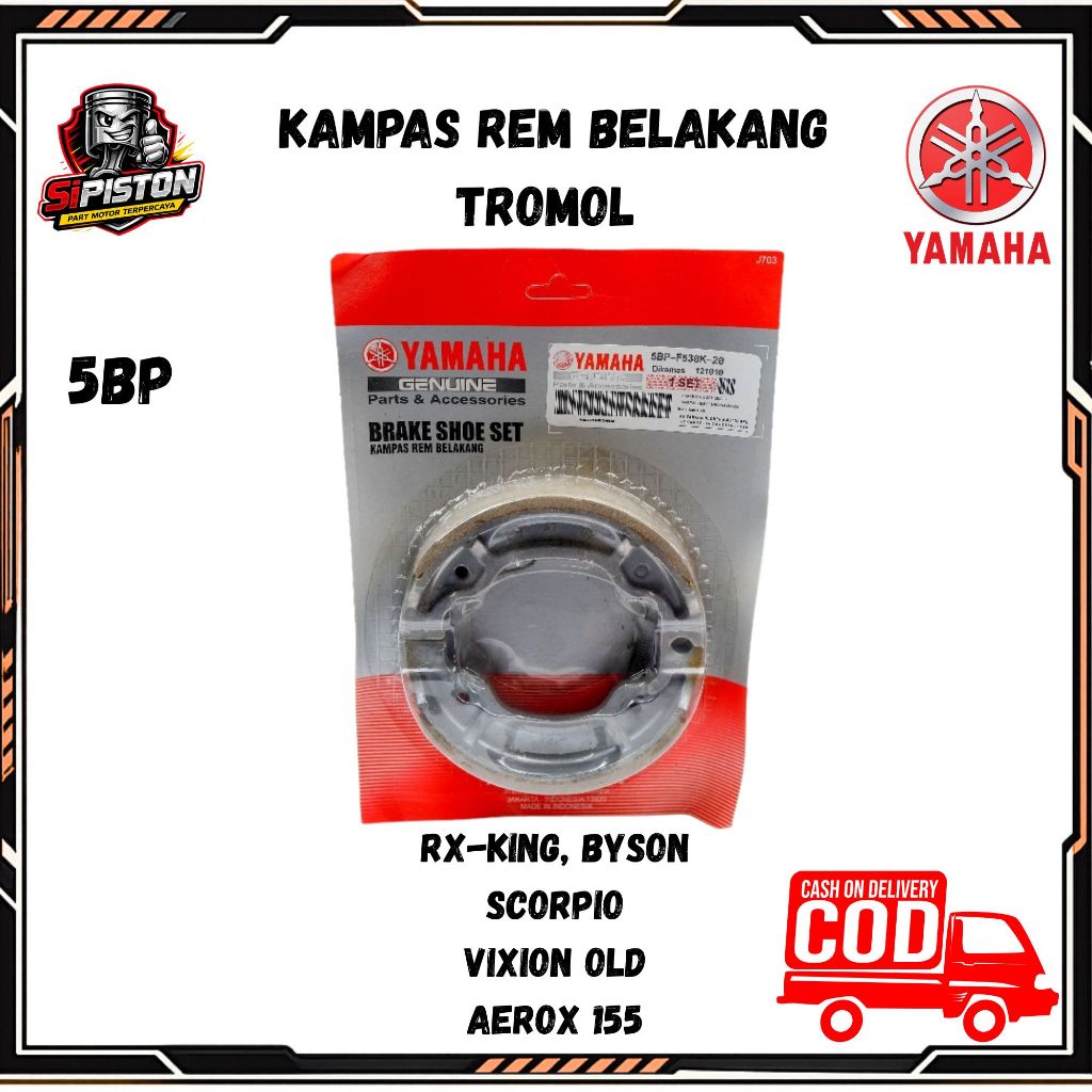 Kampas Rem Belakang Tromol RX King Aerox 155 Mio M3 NMAX NMAX Turbo 5BP