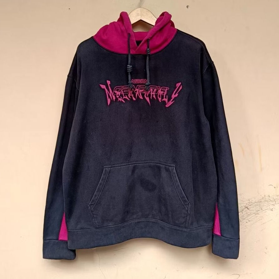 Hoodie neon genesis evangelion anime japan vintage black