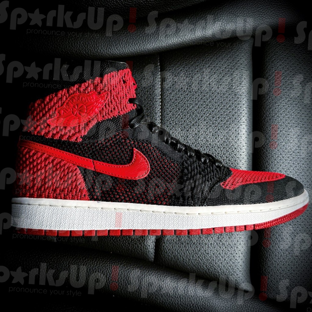 Air Jordan 1 Retro Hi Flyknit (Black/Varsity Red-White) 100% Authentic BNIB