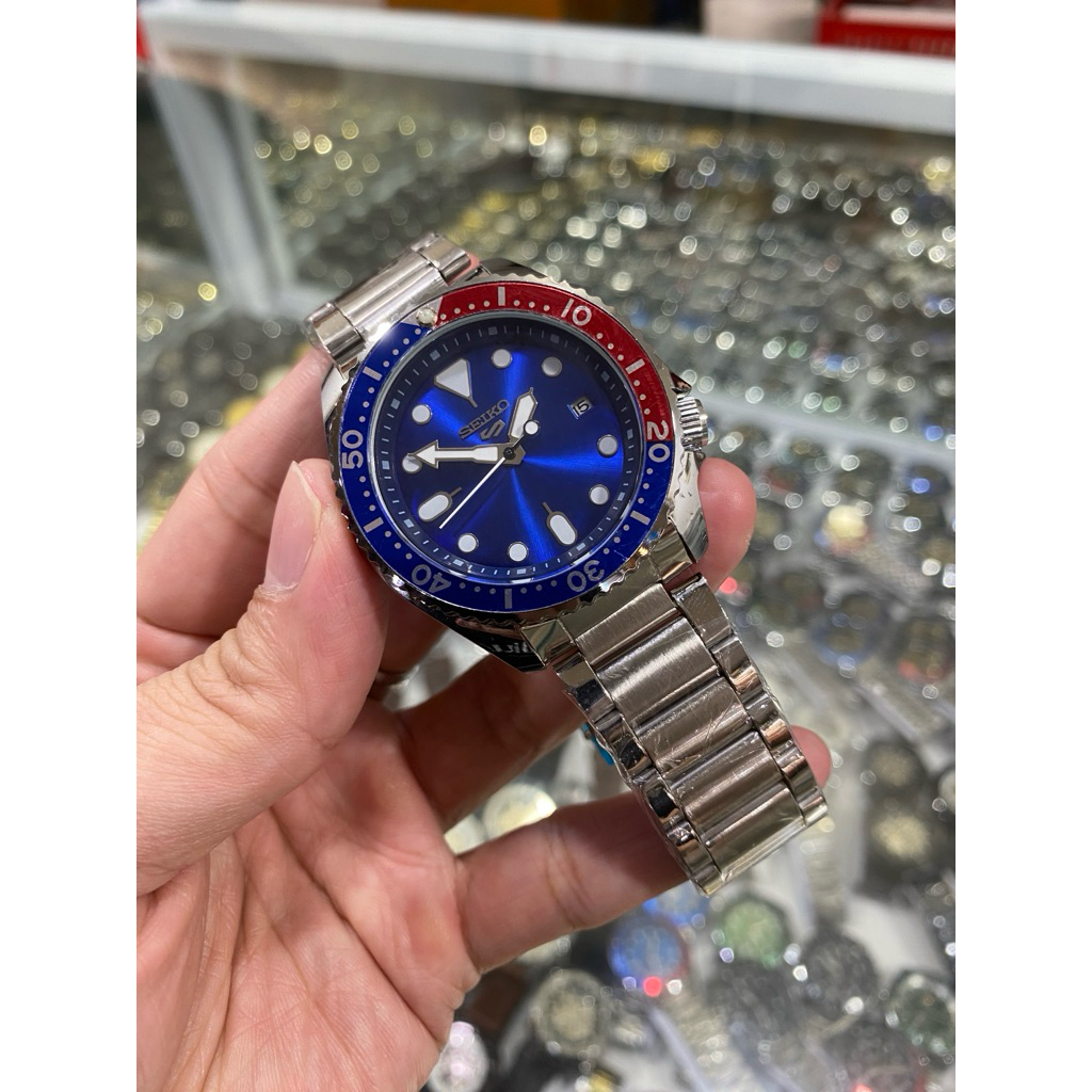 JAM PRIA SEIKO 5 AUTOMATIC gGMT RANTAI STEINLESS TANGAL AKTIF