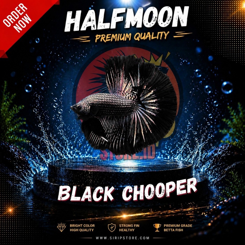 Halfmoon Cupang Black Cooper - Warna Hitam Cooper/ Metalik, Mental Garang | Hiasan Kamar Rumah
