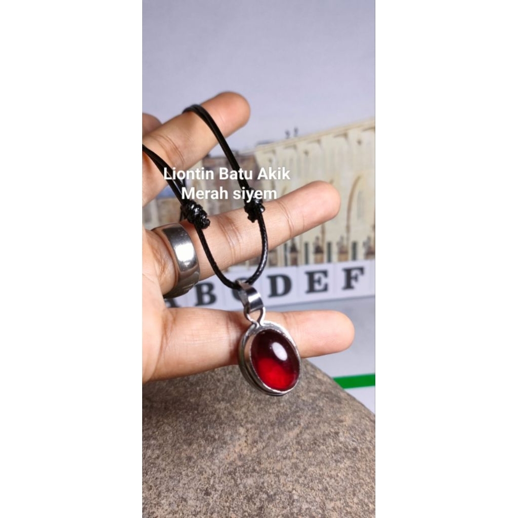 Kalung liontin batu merah siam akik 525