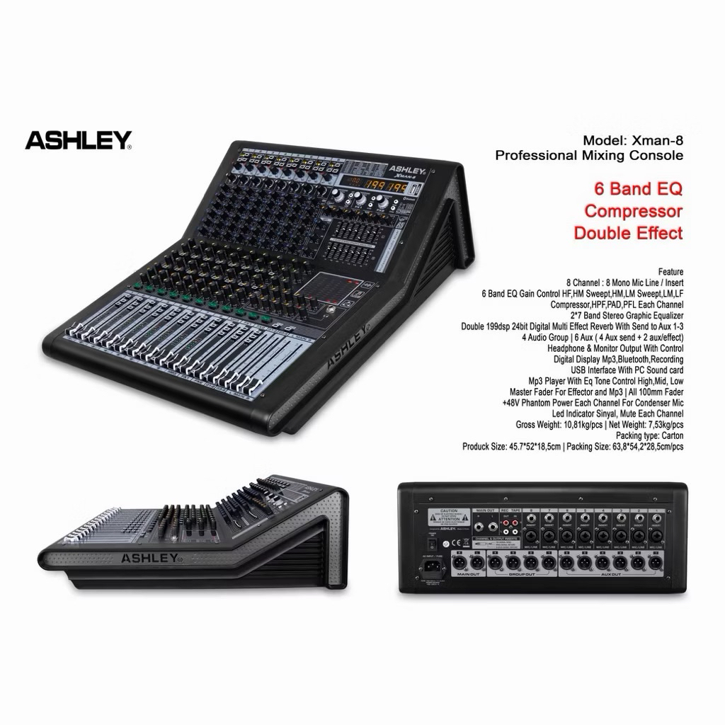 MIXER 8 CHANNEL ASHLEY XMAN-8 XMAN 8 XMAN8 xman8 DOUBLE EFFECT 199DSP ORIGINAL