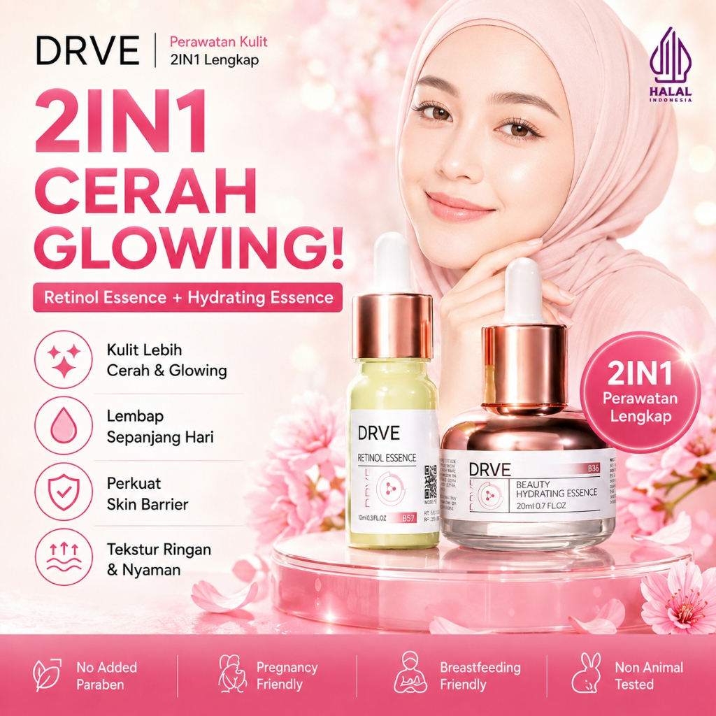Drve 2 Whitening Set Bundle 2 (Retinol Essence+ Hydrating Essence) Retinol Niacinamide Membantu Meny