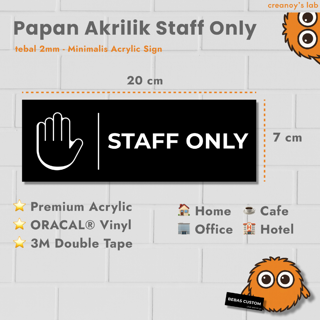 Papan Staff Only Akrilik - Sign Staff Only