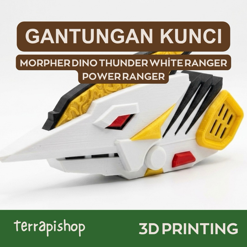 Gantungan Kunci Morpher Power Ranger Dino Thunder White Ranger/ Keychain/ 3D Printing