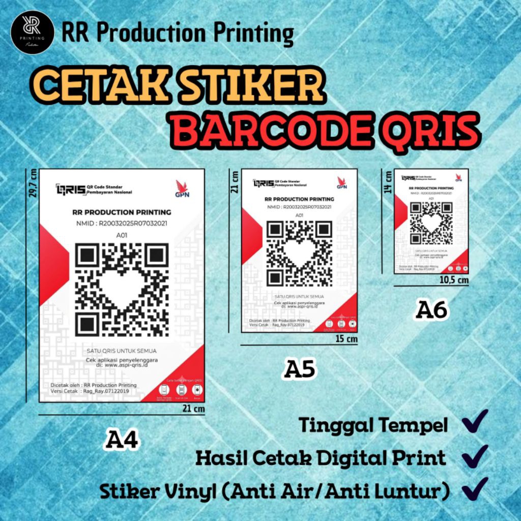 Stiker Qris/Cetak Stiker Qris/Cetak Stiker Bercode Qris