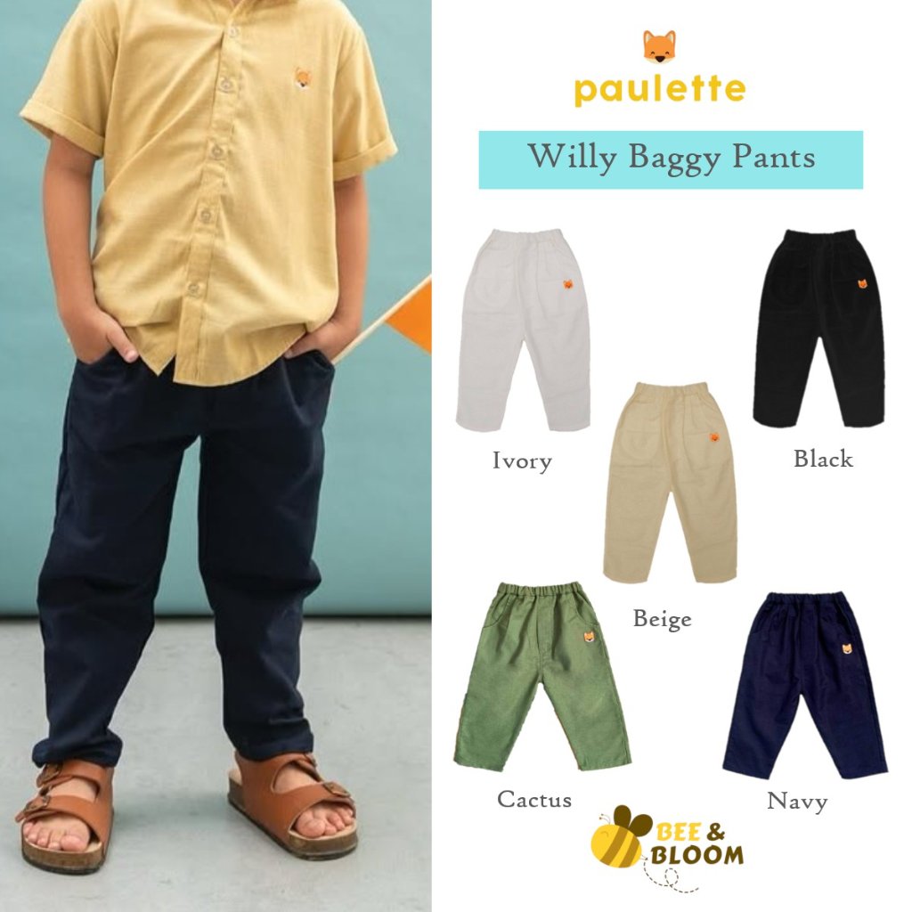 Paulette Kids Willy Baggy Pants | Celana Panjang Anak Unisex | Celana Baggy Anak 1-4 tahun