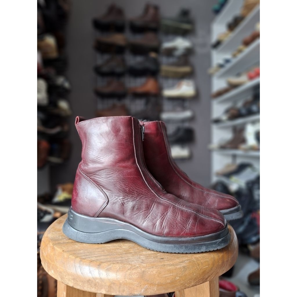 SANTANA CANADA (Rare) front zipper sepatu boot red cherry maroon size 40