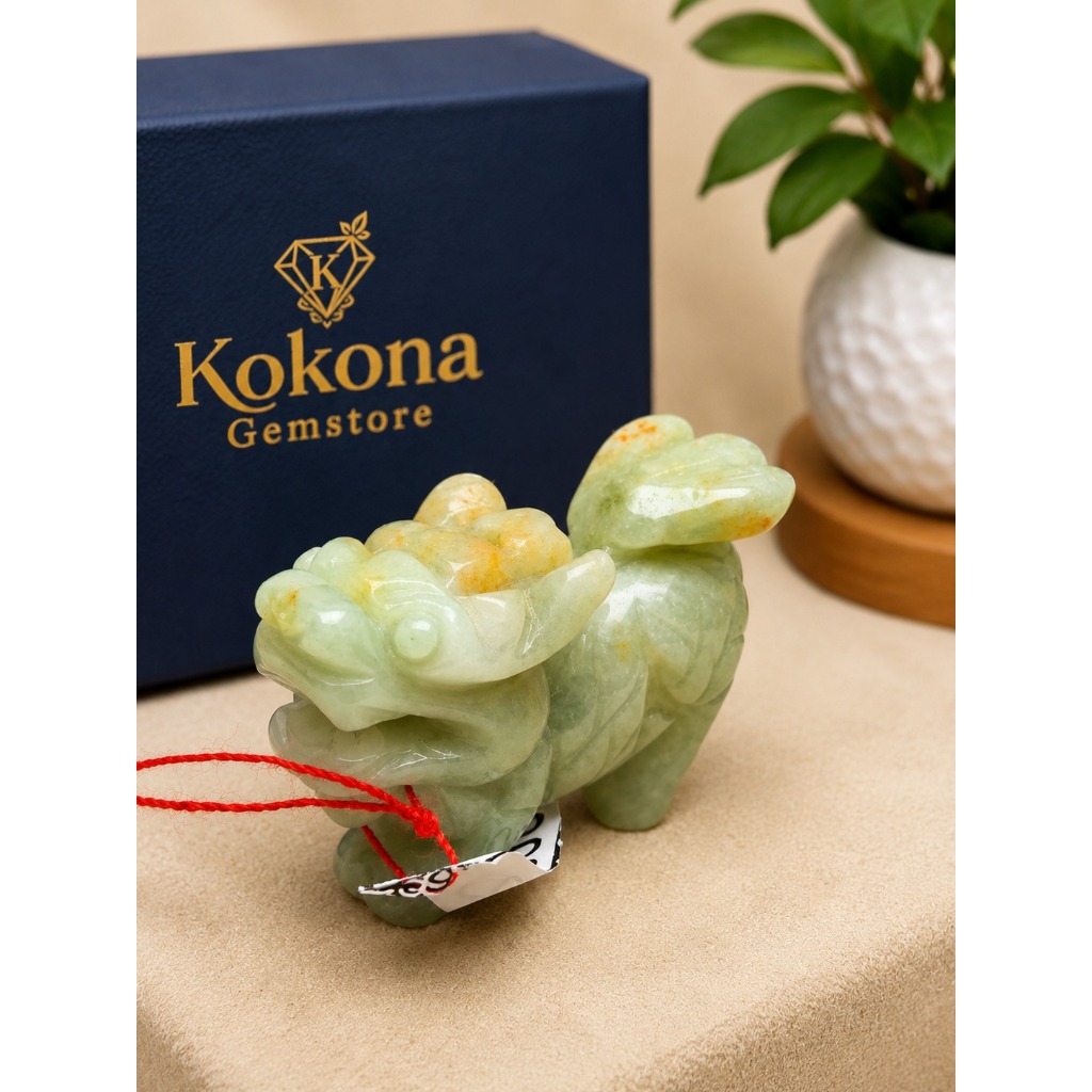 Liontin / Pajangan Mini Giok Jadeite Jade 1052 Ukir QILIN / Kirin mini 100% Natural Jade