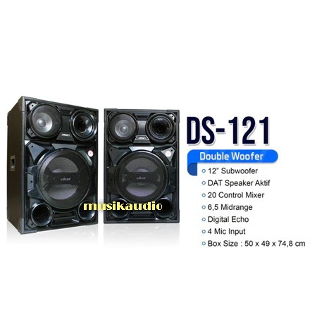 DAT DS-121 Speaker Aktif 12 Inch Double Woofer Digital Echo Desain Kokoh & Elegan Garansi Resmi