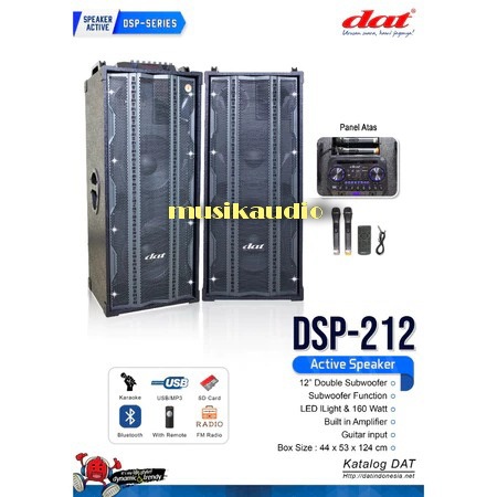 Speaker aktif pasif dat 12 inch dsp212 mic wireless double subwoofer dsp 212 karaoke