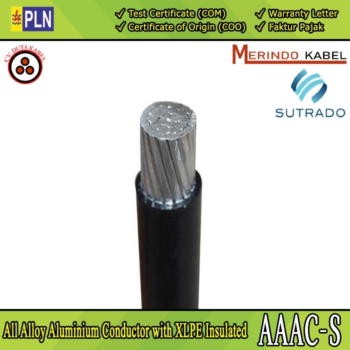 Kabel AAAC-S / AAACS / A3CS / A3C-S 1x35 / 1x50 / 1x70 / 1x95 / 120 mm2 MERK SUTRADO / MERINDO /Kabe