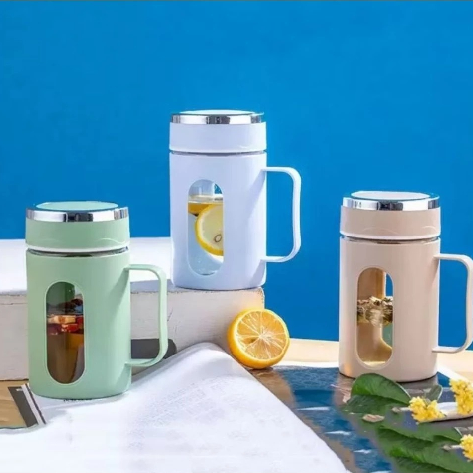 MUG CANTIK GELAS KACA TUMBLER GLASS BOTOL MINUM AIR PANAS DINGIN