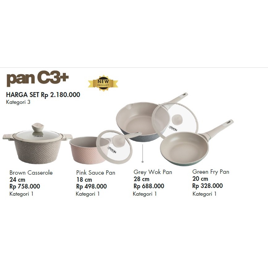 Signora Pan C3+ Series Panci Set anti lengket Greblon