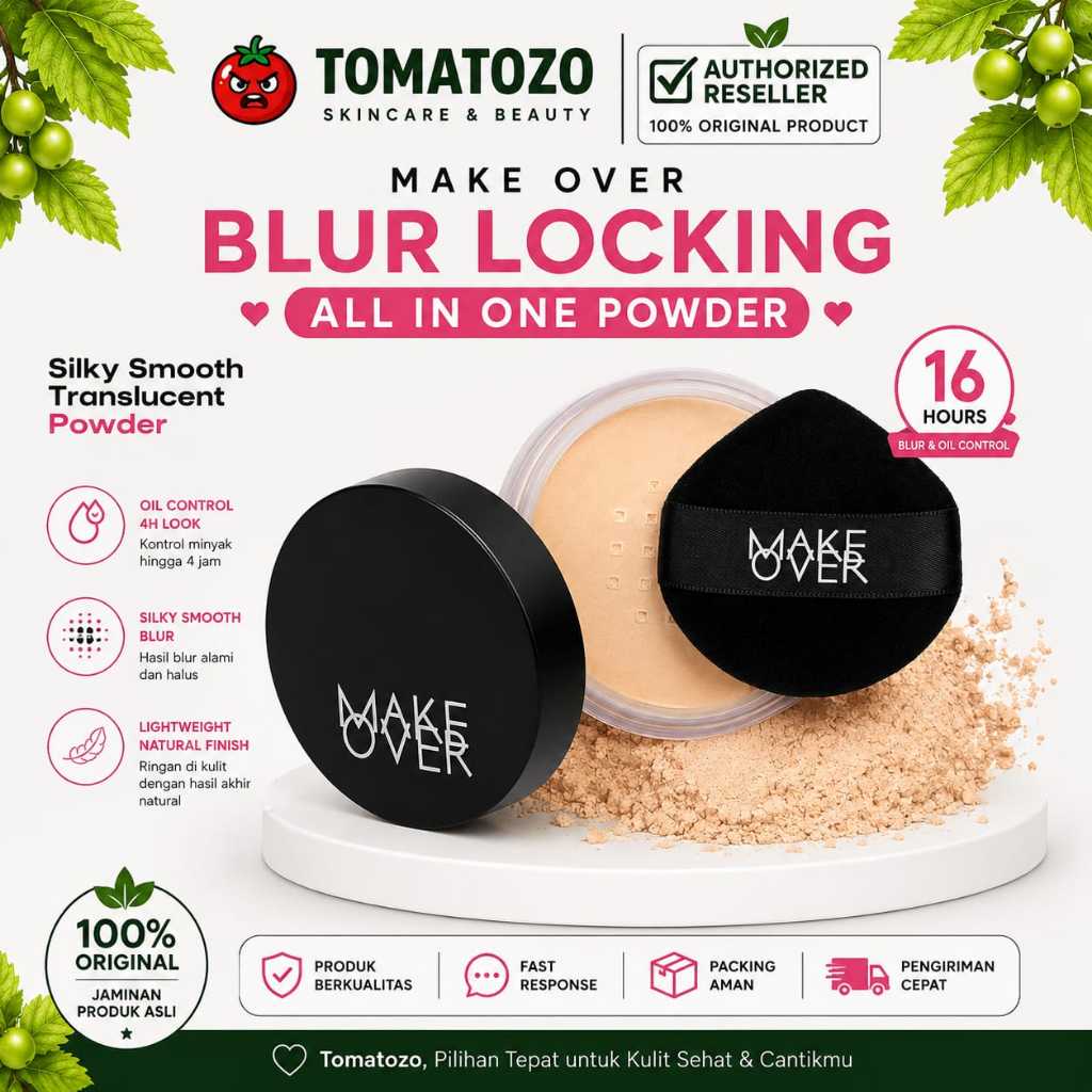 TOMATO - MAKE OVER Silky Smooth Translucent Powder-Bedak Tabur Setting Powder