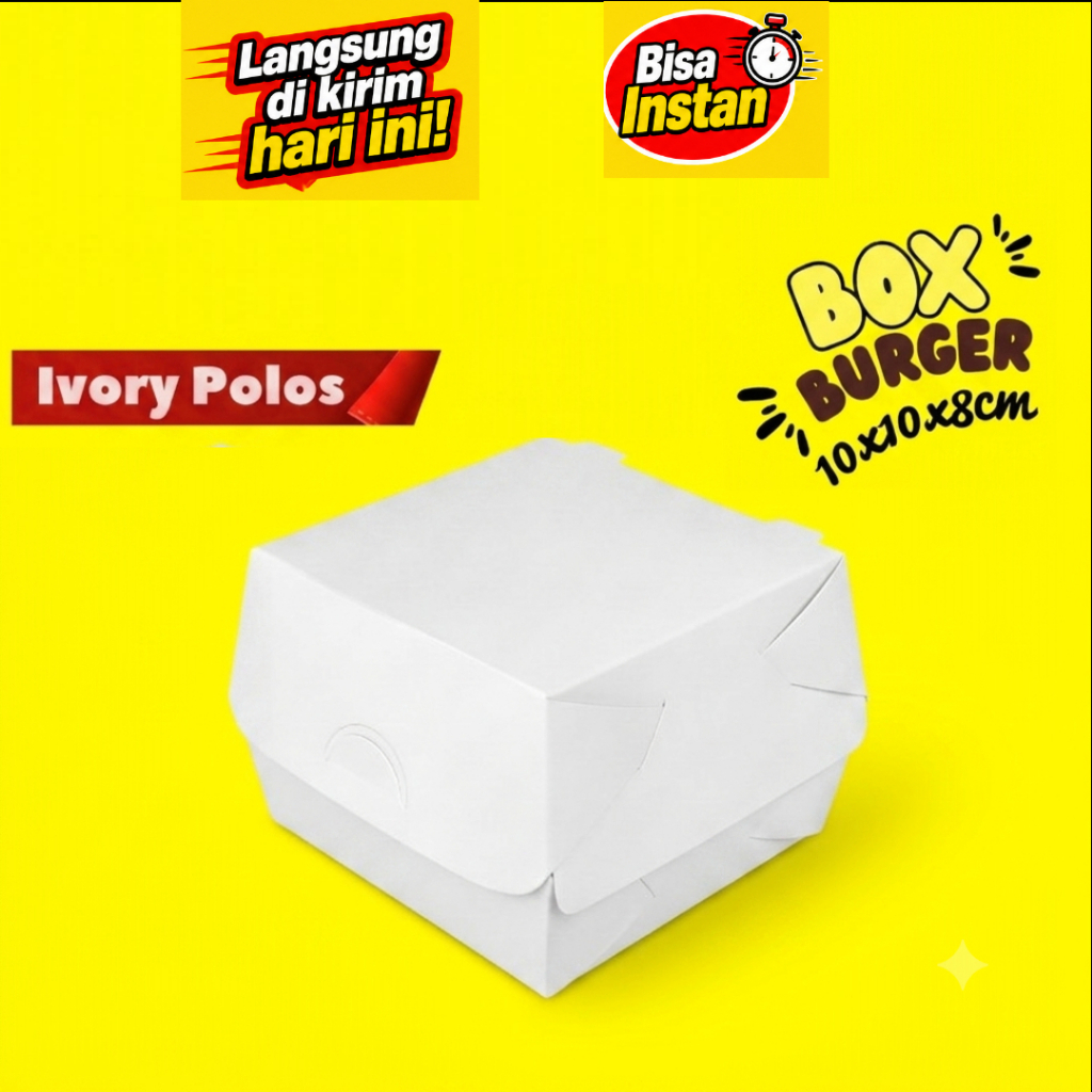 [IVORY PUTIH A] Box Burger, Dus Burger, Kemasan Burger, Tempat Burger, Paper Tray Burger, Wadah burg