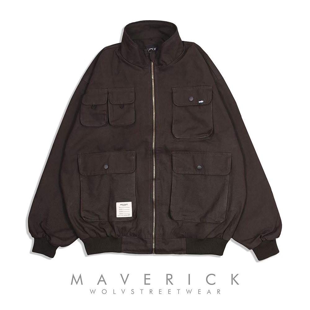 TANS - Jaket Bomber Canvas Pria Bomber Vintage Casual Maverick Pria Wanita Distro Wolv