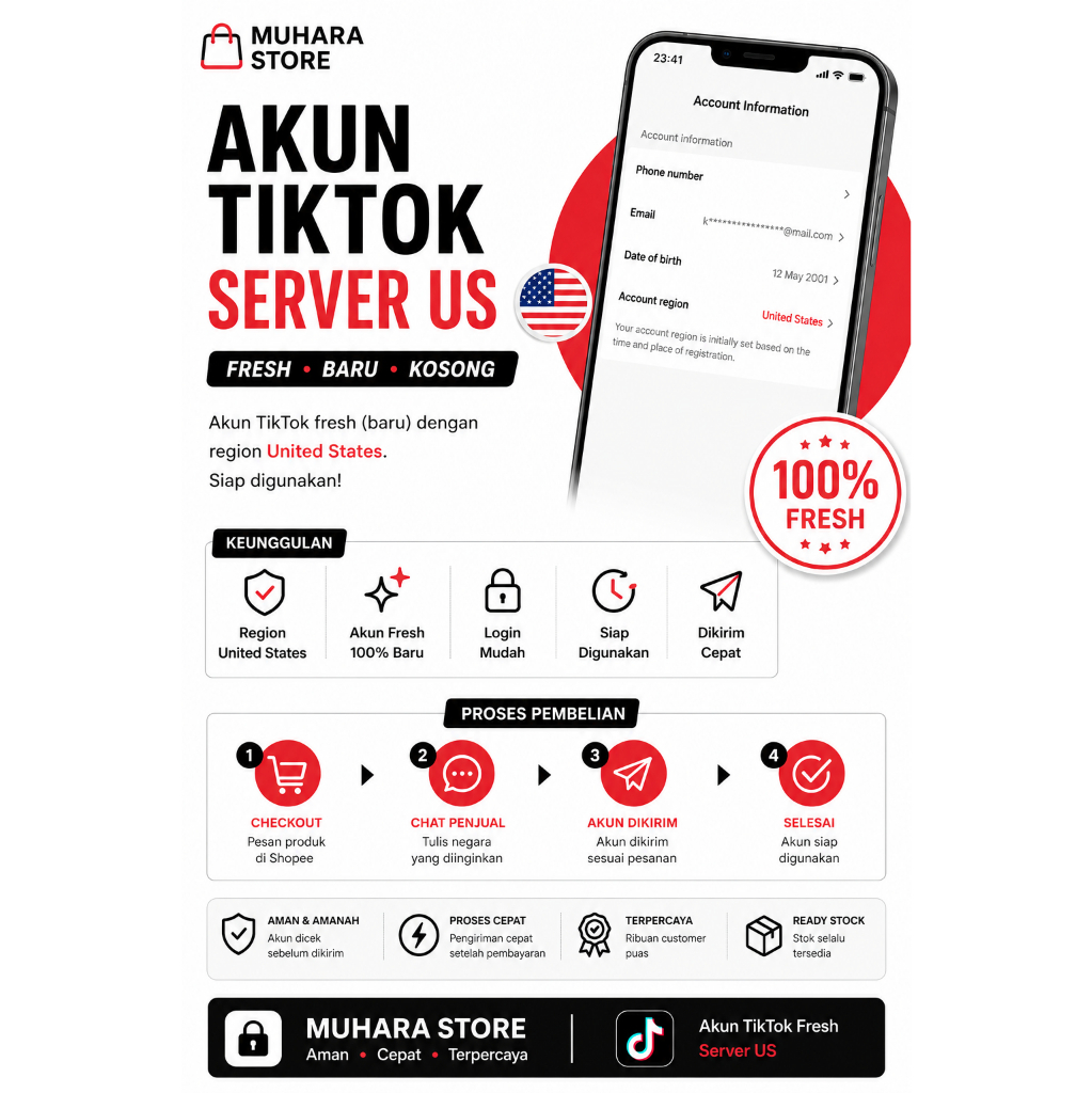 AKUN TIK*TOK SERVER US | AKUN FRESH | AKUN US