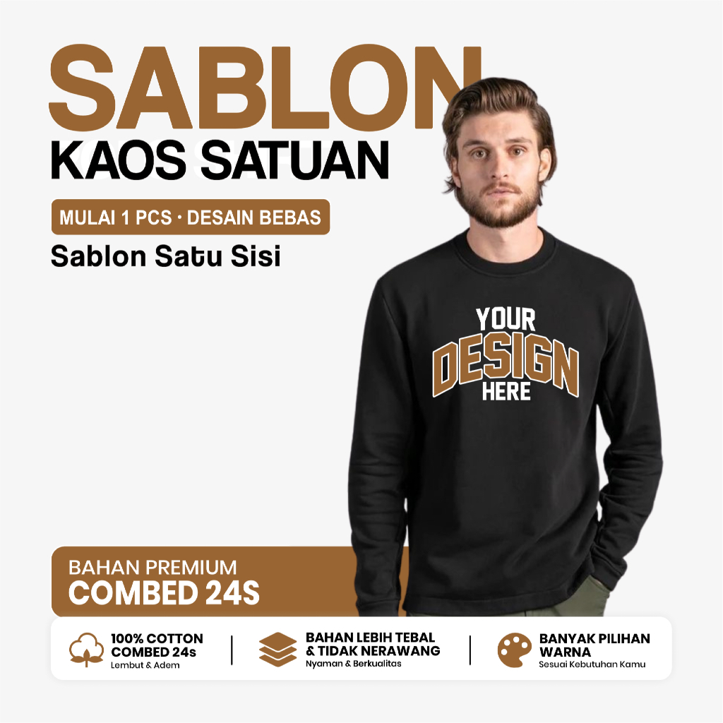 [Lebih Tebal] Sablon Kaos Custom Satuan Desain Suka-suka / Kaos Sablon Custom / Custom Kaos Sablon /