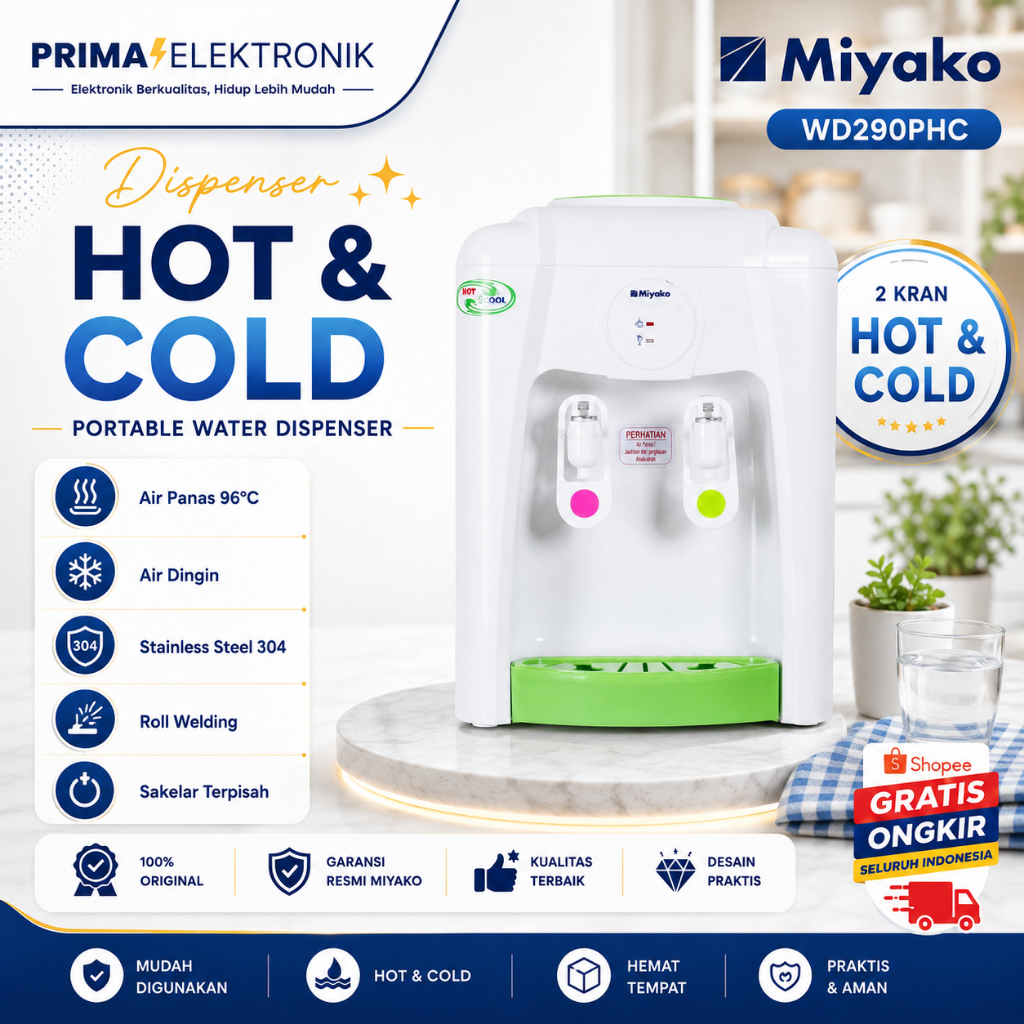 MIYAKO DISPENSER GALON ATAS WD 290 PHC/WD290PHC/WD-290-PHC/WD290HC/ORIGINAL MIYAKO/GARANSI RESMI