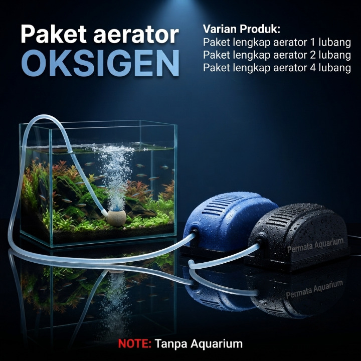 Paket Aerator Aquarium 1 & 2 Lubang – Pompa Oksigen Ikan Hias & Alat Gelembung Udara