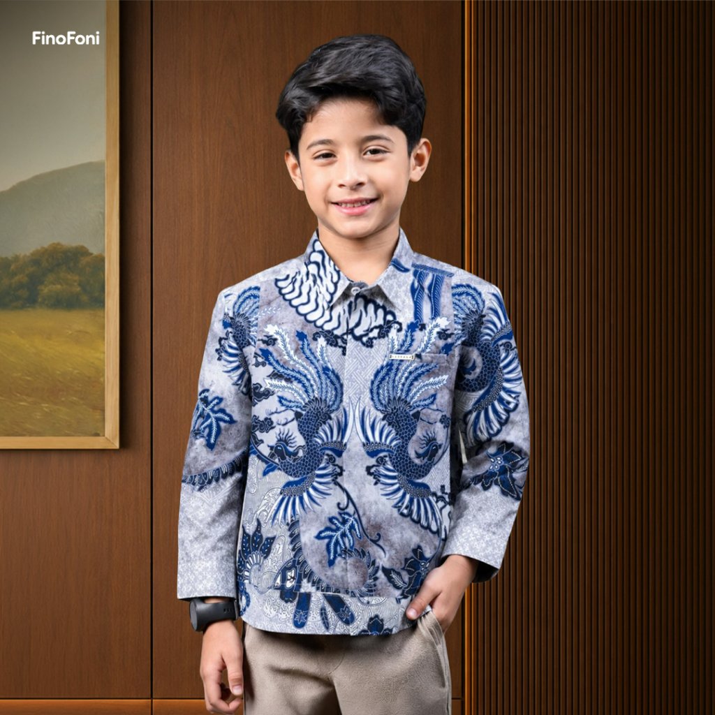 Laskala Baju Batik Anak Laki Laki Premium Kemeja Lengan Panjang Lokananta