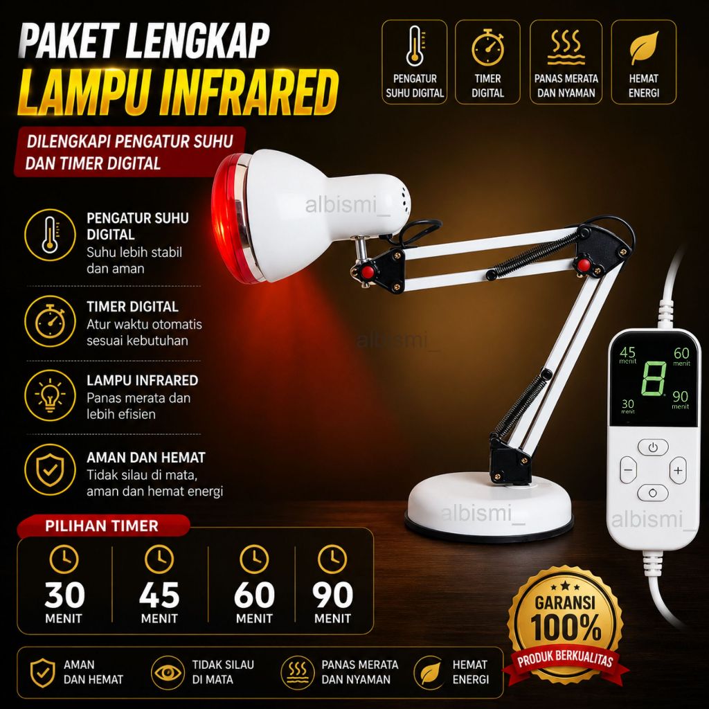 Lampu Terapi Panas Infrared Standing Digital dengan Pengatur Suhu dan Waktu Otomatis