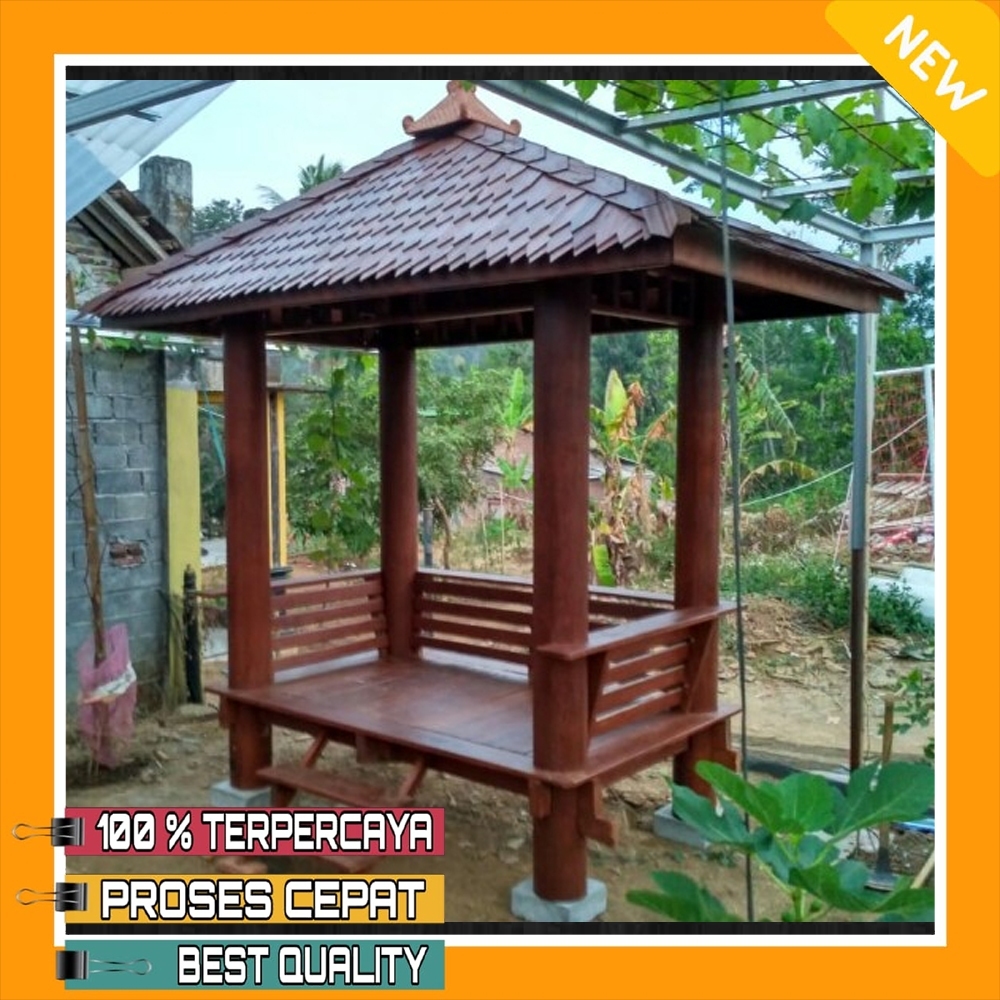 GazeboTaman Ukuran 200x150 cm Model Minimalis | Saung Taman Kayu Kelapa | Hiasan Taman Rumah Atap Si