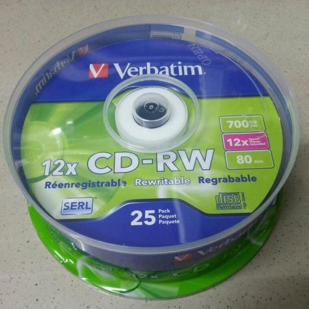 CD-RW Verbatim CB 25 / CDRW blank verbatim tabung 25 / CD RW 12X