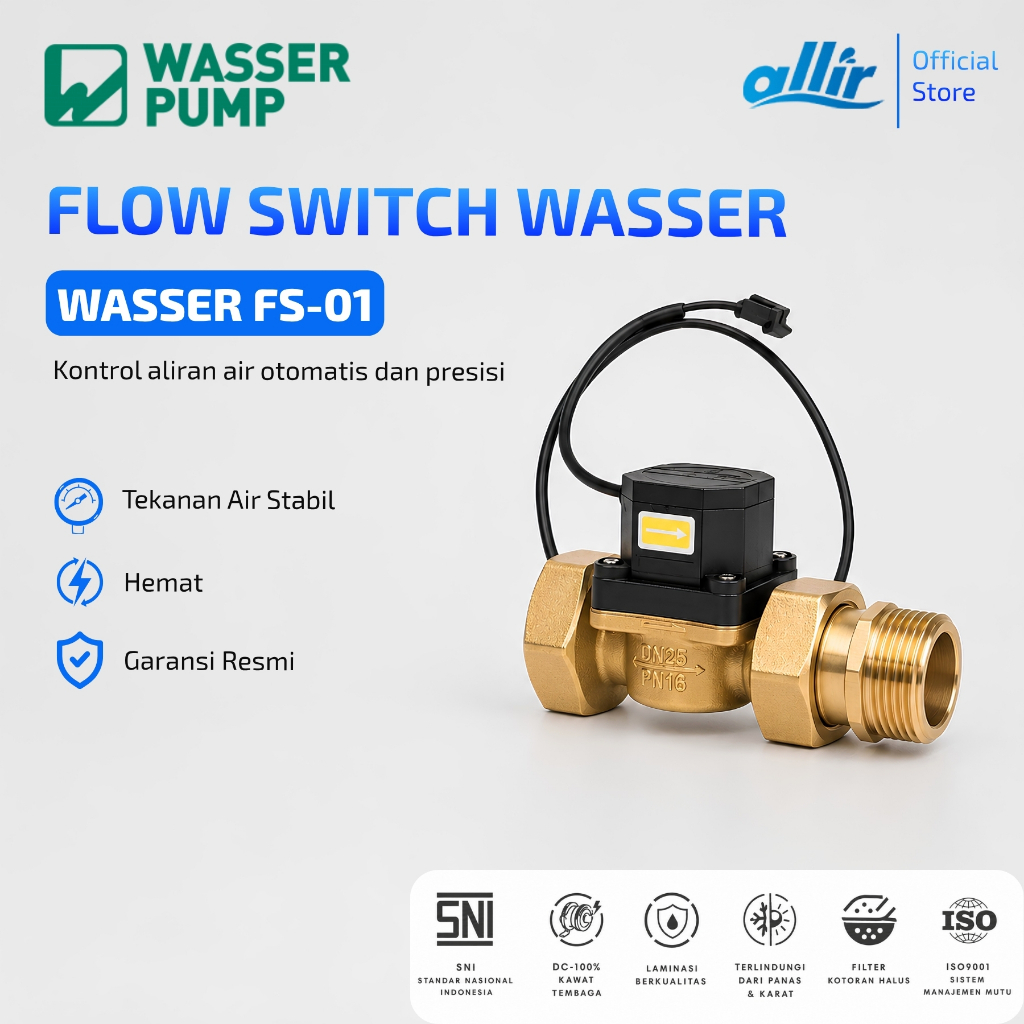 Allir - Flow Switch Wasser 1 x 1 / Flow Switch Control Pompa Booster Wasser Kuningan / Otomatis Pomp