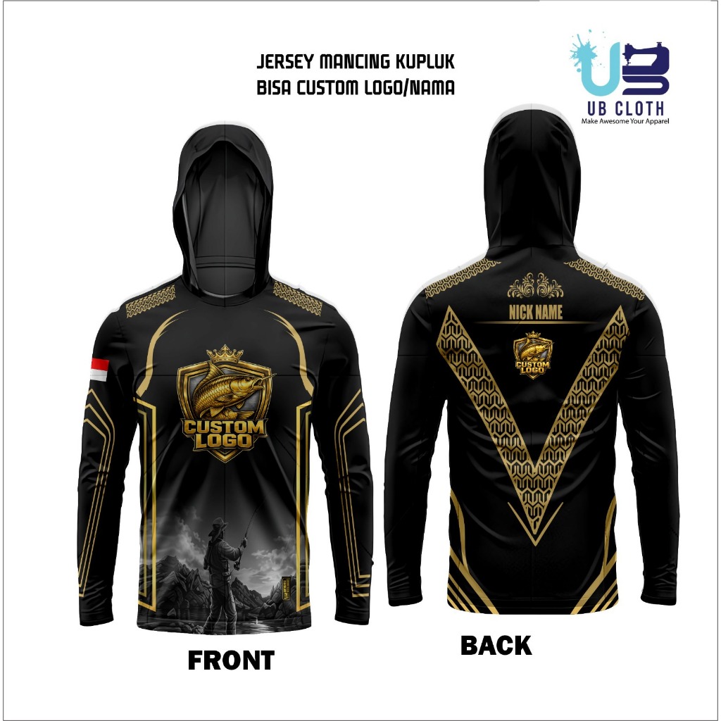 Jersey Mancing Kupluk Custom Logo Nama Desain Dryfit Unisex Nyaman