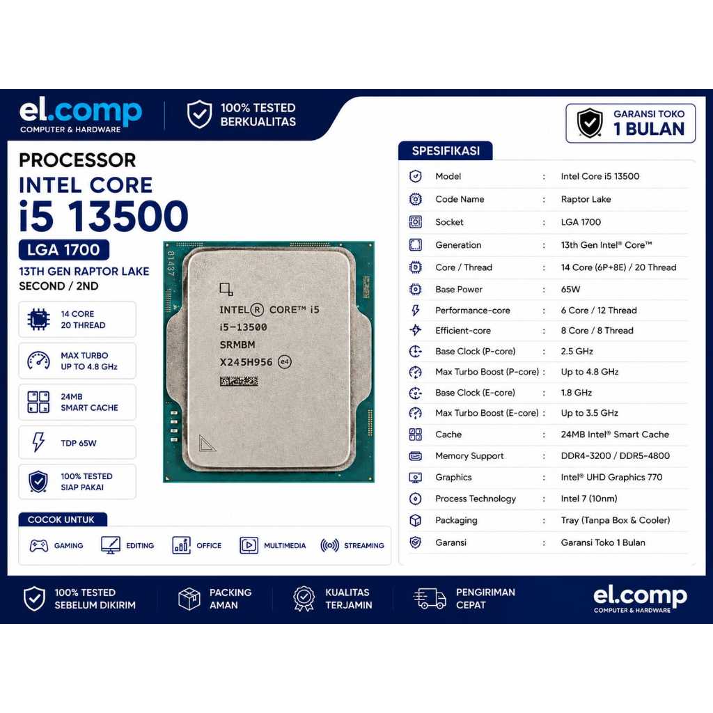PROCESSOR INTEL CORE I5 13500 TRAY LGA 1700