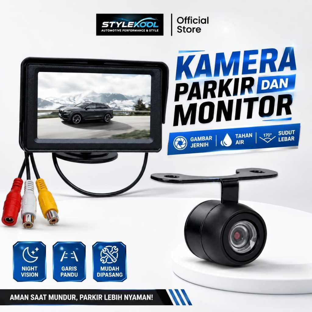 STYLE KOOL - Set Monitor dan Kamera Mundur Parkir Belakang Mobil CCD