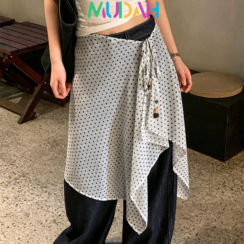 Tasa.id | Skirt Polkadot Layering Renda Korea Warp Skrit | Rok Polkadot | Rok Layering Renda | Polka