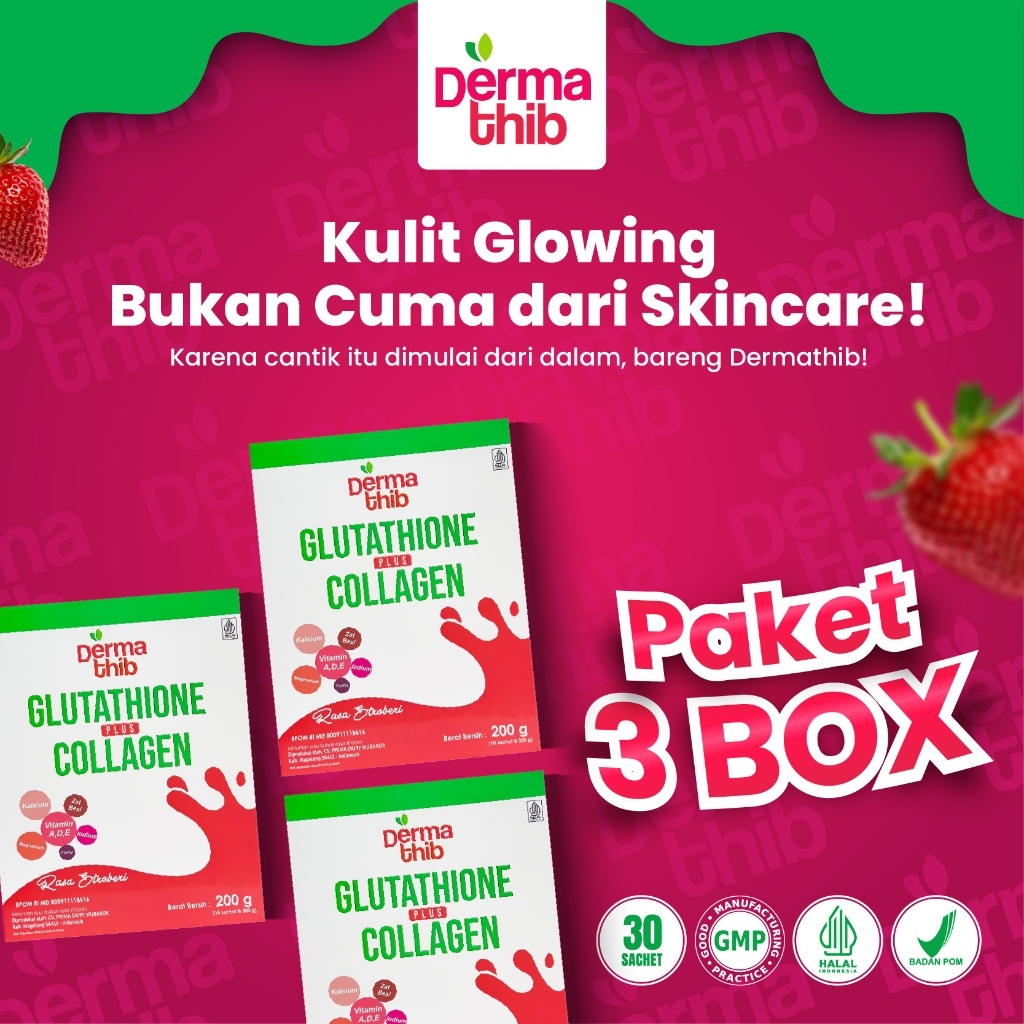 Dermathib Collagen Drink Paket 3 Box Minuman Kolagen Pemutih Badan Premium Collagen Beauty Drink