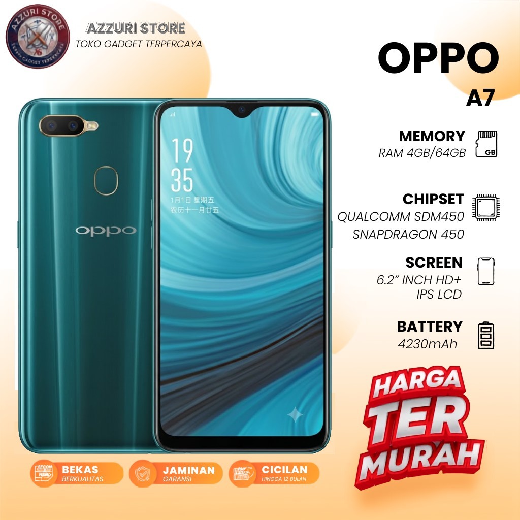Oppo A7 4/64 GB Second Siap Pakai Kondisi Mewah