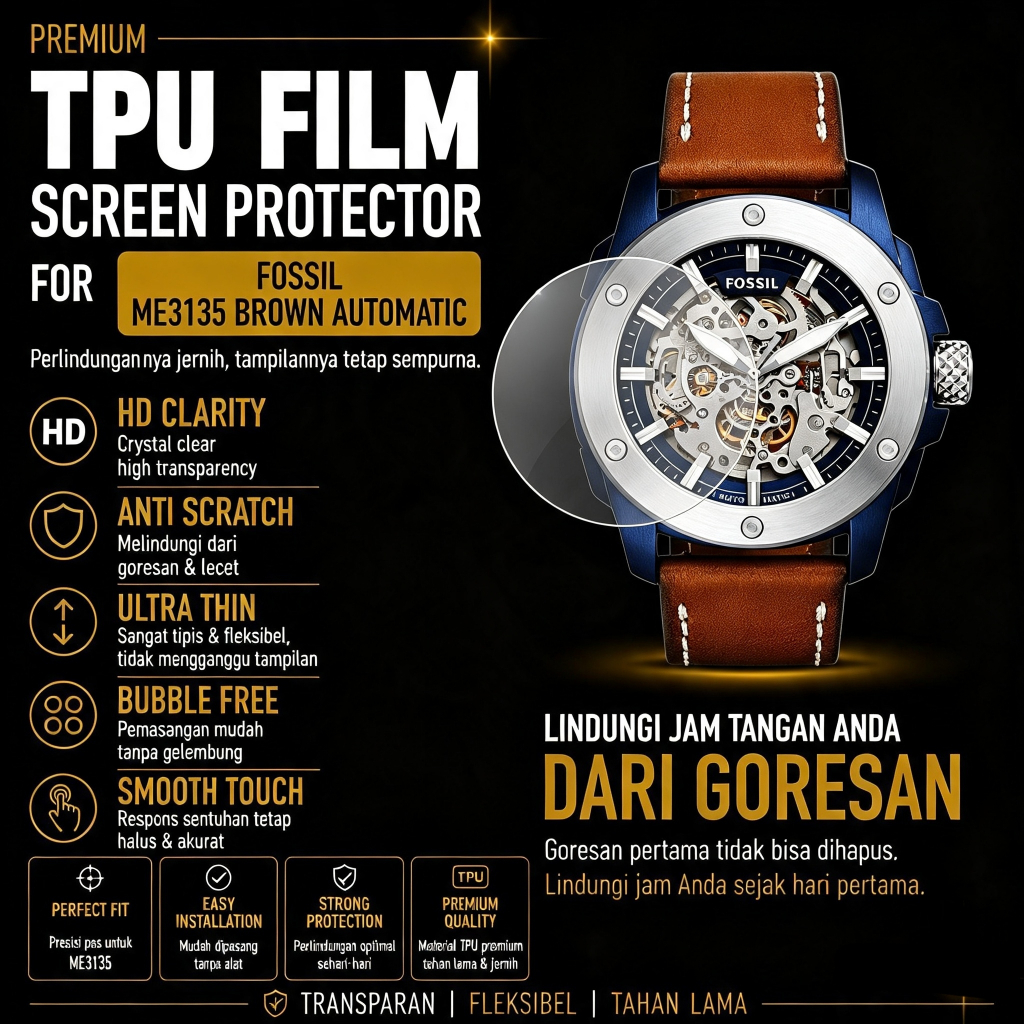Anti Gores Fossil ME3081 ME3083 ME3082 Screen Protector Pelindung Kaca Jam Tangan
