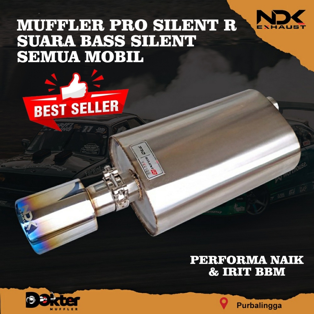 KNALPOT RACING MOBIL NDK EXHAUST PRO SILENT TIPE R MUFFLER UNIVERSAL SUARA BASS SILENT