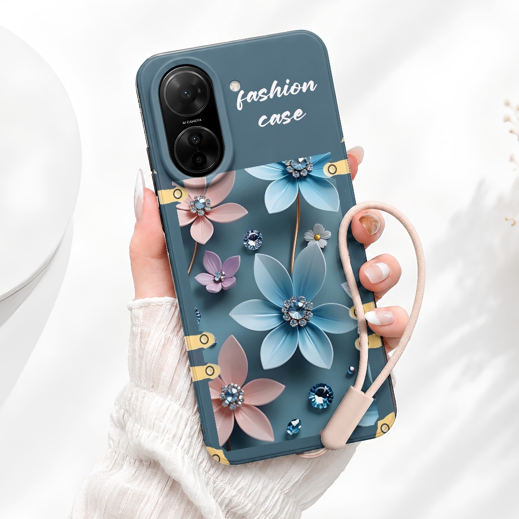 Case Redmi A5 Transparan Full Cover + Tali Gantung Premium Fashion