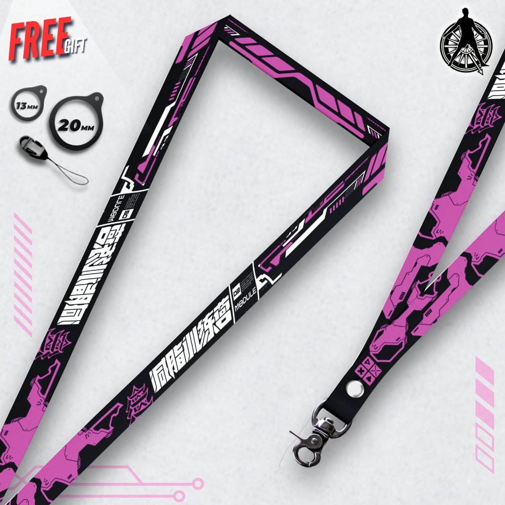 LANYARD CYBER PINK GANTUNGAN HANDPHONE & TALI ID CARD | CYBER PUNK | CYBER CITY