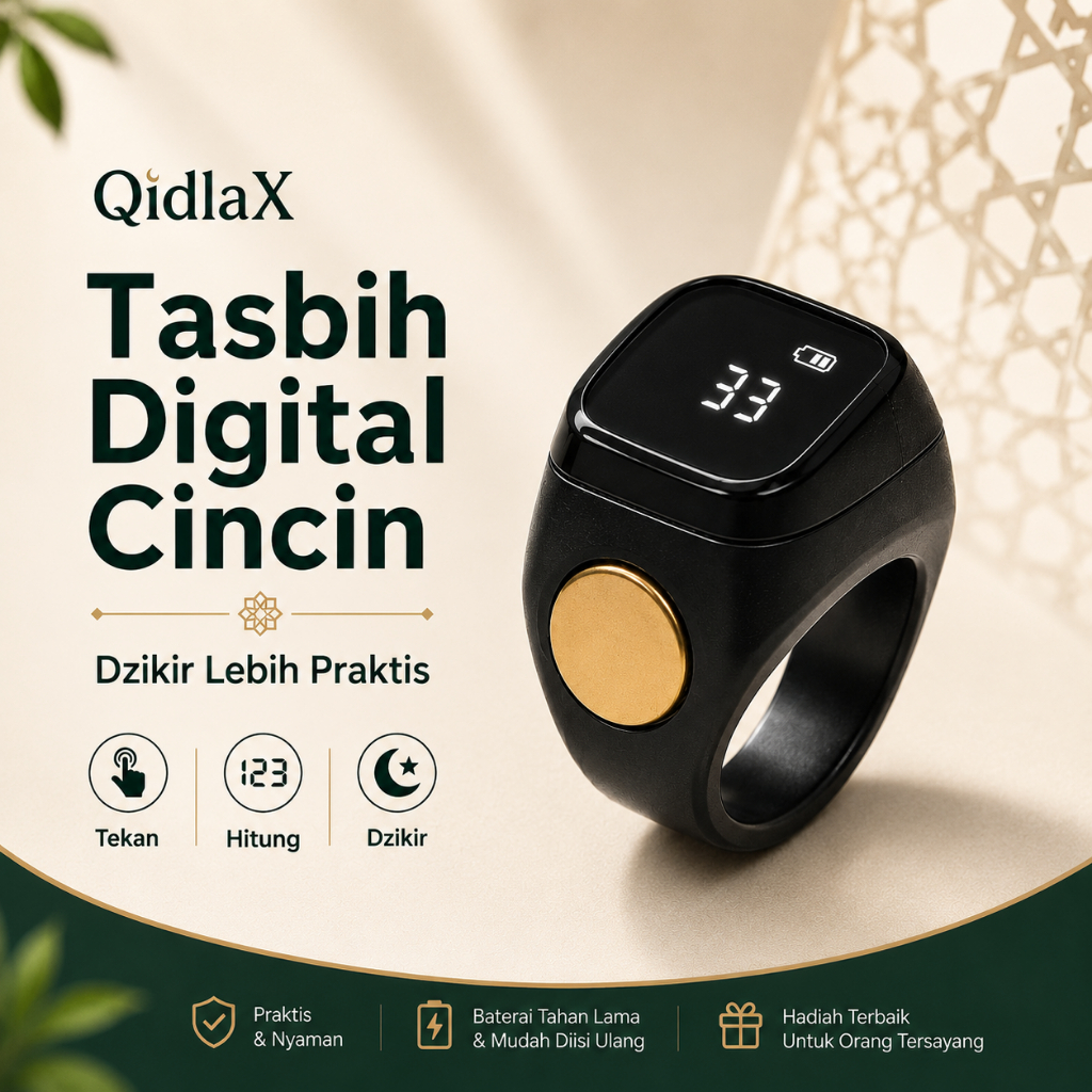 Smart Tasbih Digital Cincin Zikir Zikr Ring Hitung Zikir Harian Muslim Modern Baterai Tahan Lama Pen