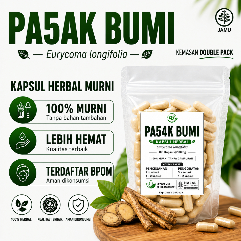 Kapsul Herbal PasakBumi 100 Kapsul | Ekstrak PasakBumi Alami | Suplemen Herbal Tradisional Murni