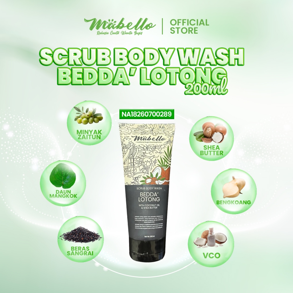 MABELLO SCRUB BODY WASH BEDDA LOTONG BPOM Aman Digunakan Bumil dan Busui //Melembutkan, Mencerahkan dan Meratakan Warna Kulit di Tubuh