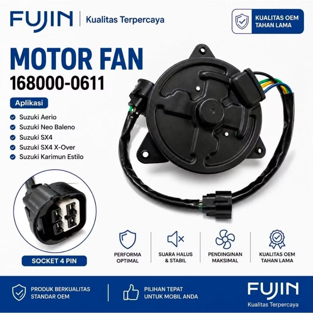 MOTOR FAN RADIATOR / AC 168000-0611 SUZUKI KARIMUN KOTAK (1999-2006), BALENO (Akhir 1990 - Awal 2000