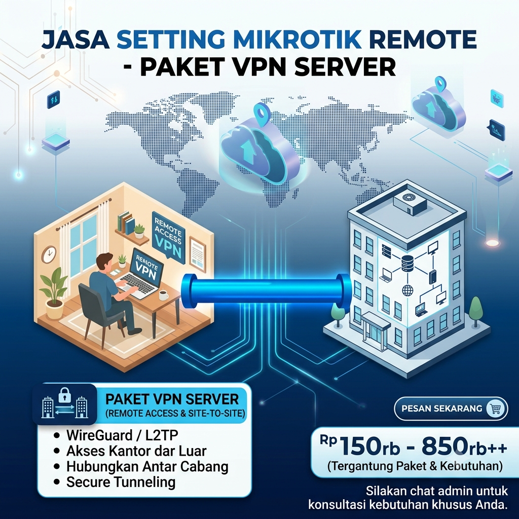 JASA SETTING MIKROTIK REMOTE - PAKET VPN SERVER (Remote Access)