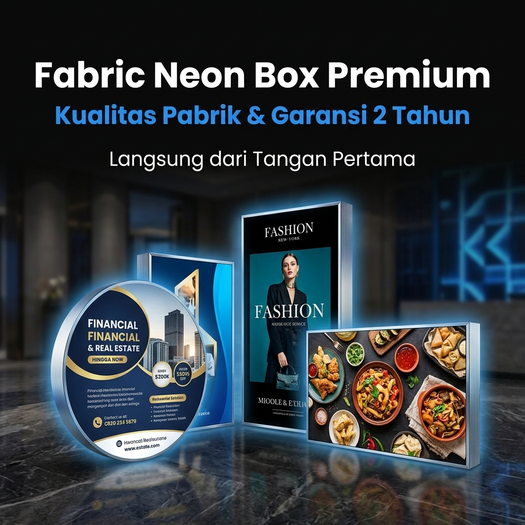 Fabric Neon Box Lightbox LED Custom, Frame Lightbox Kain Soft, Papan Iklan Toko & Menu Makanan Garan