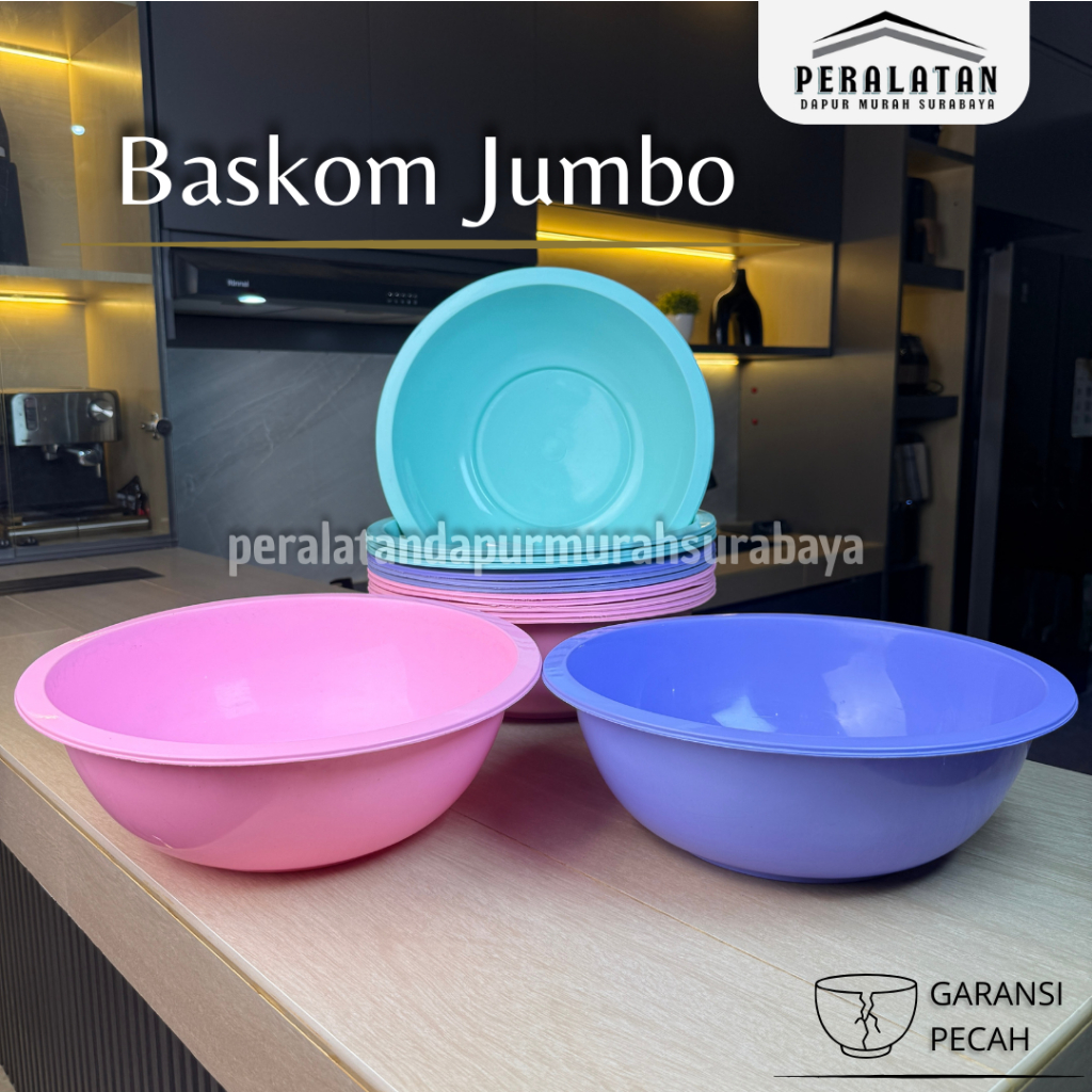 (6 PCS) BASKOM JUMBO WARNA WARNI / BASKOM UKURAN 16 / BASKOM PLASTIK / BASKOM PLASTIK JUMBO / BASKOM